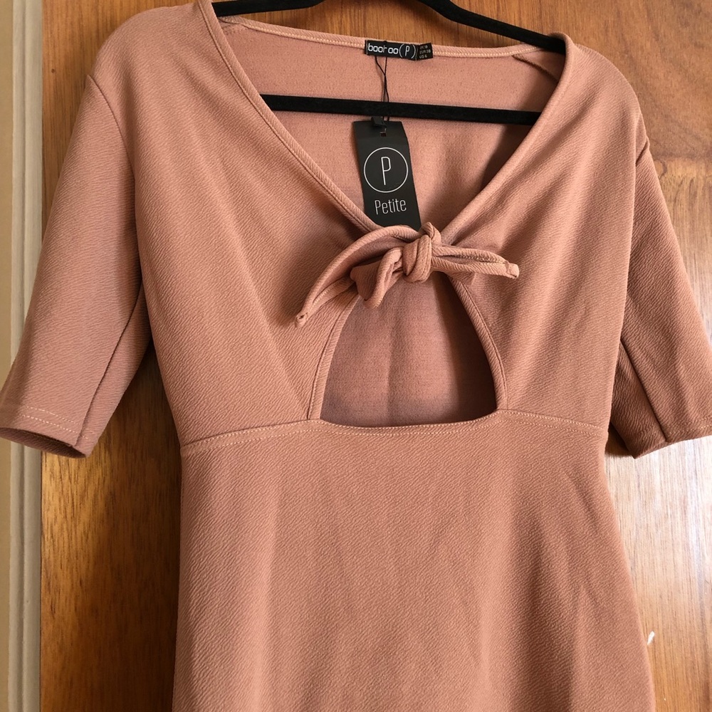 Nude tie front Dress